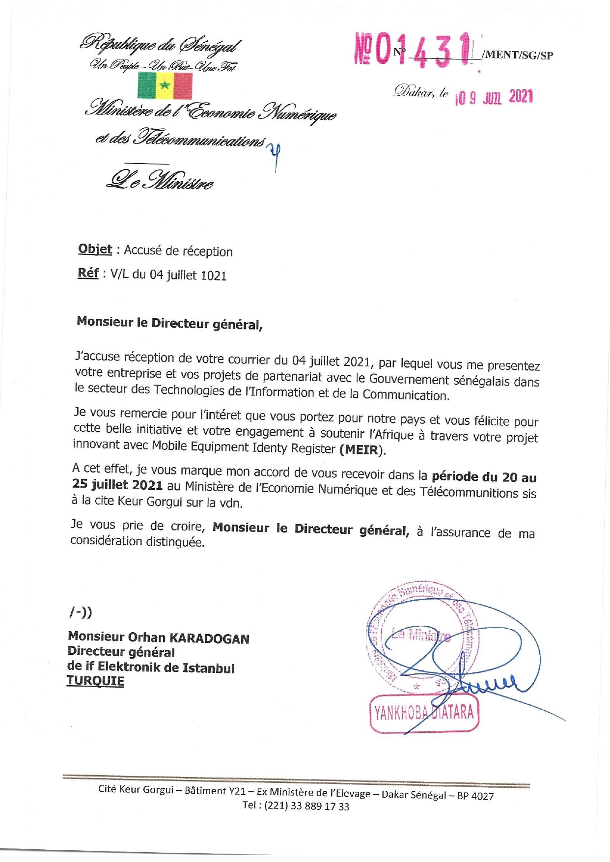 Invitation Sénégal